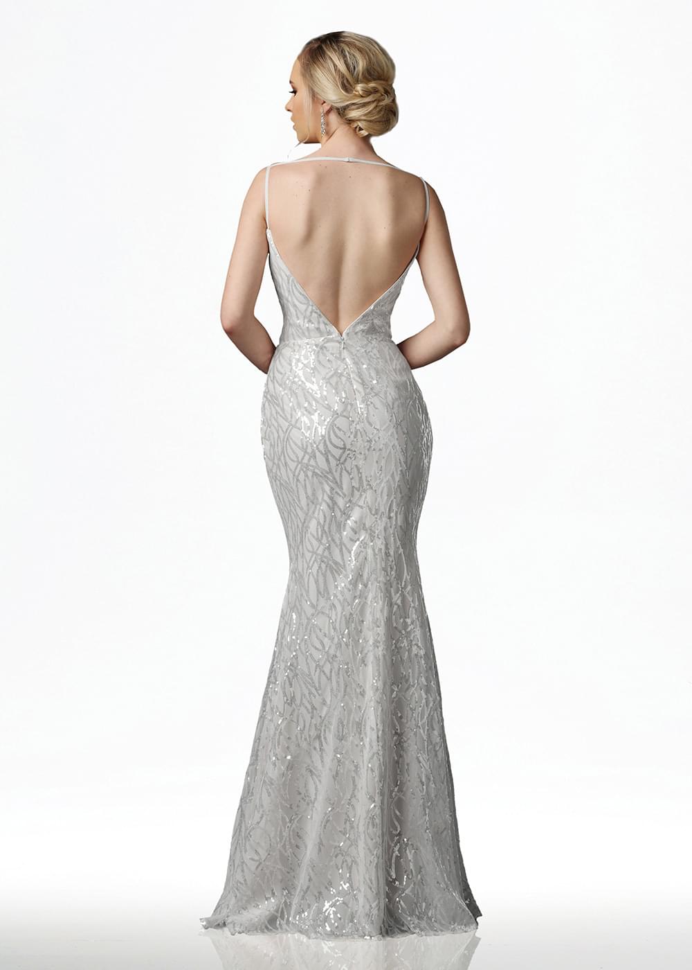 Elegant 80131 Fit and Flare Sequin Bridesmaid Dress with Adjustable Straps - Perfect for Weddings, Prom, and Formal Events