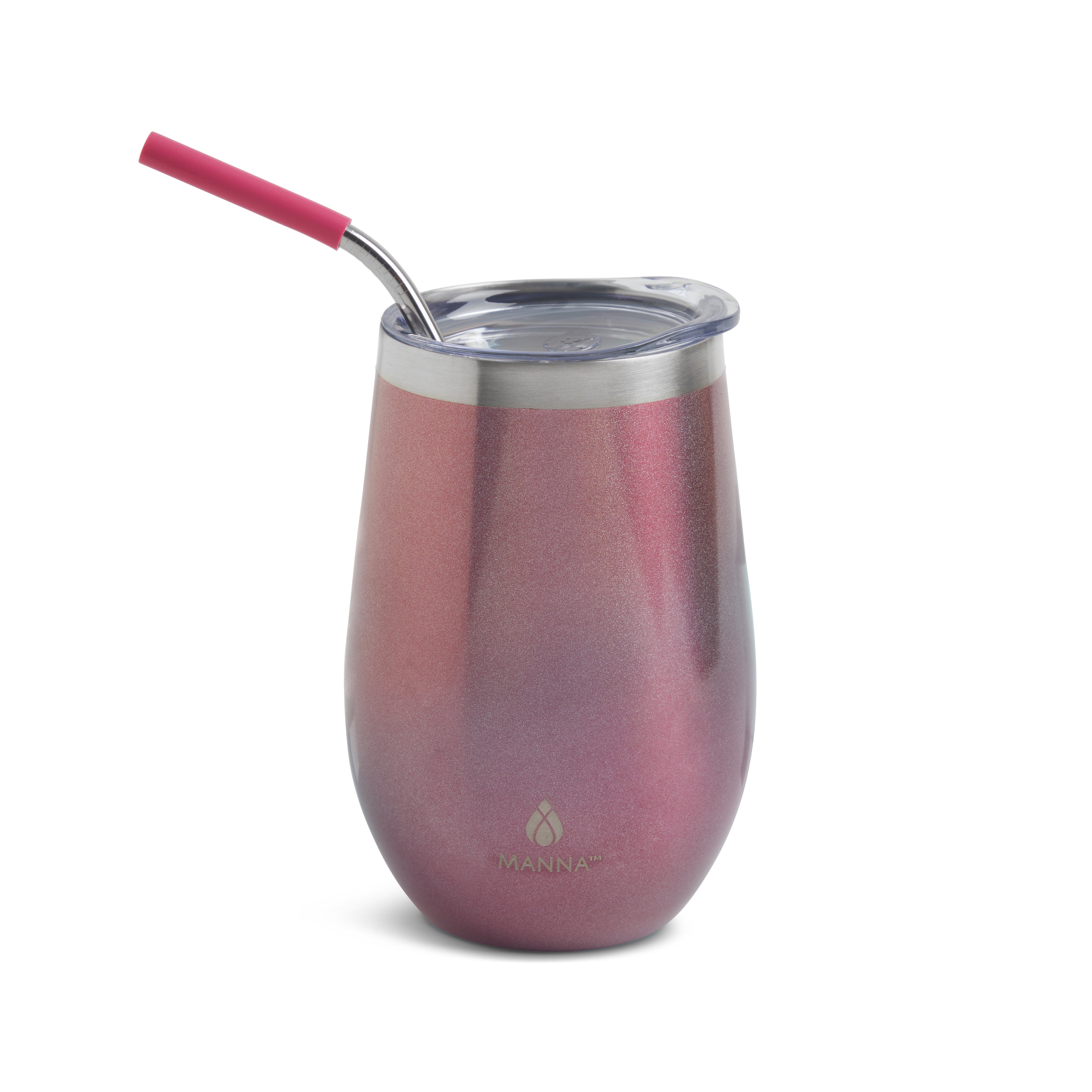 17 oz Stainless Steel Straw Wine Tumbler with Lid - Insulated Double Wall Vacuum Cup for Chilled Cocktails, Iced Coffee & Outdoor Parties - BPA Free Leakproof Travel Mug