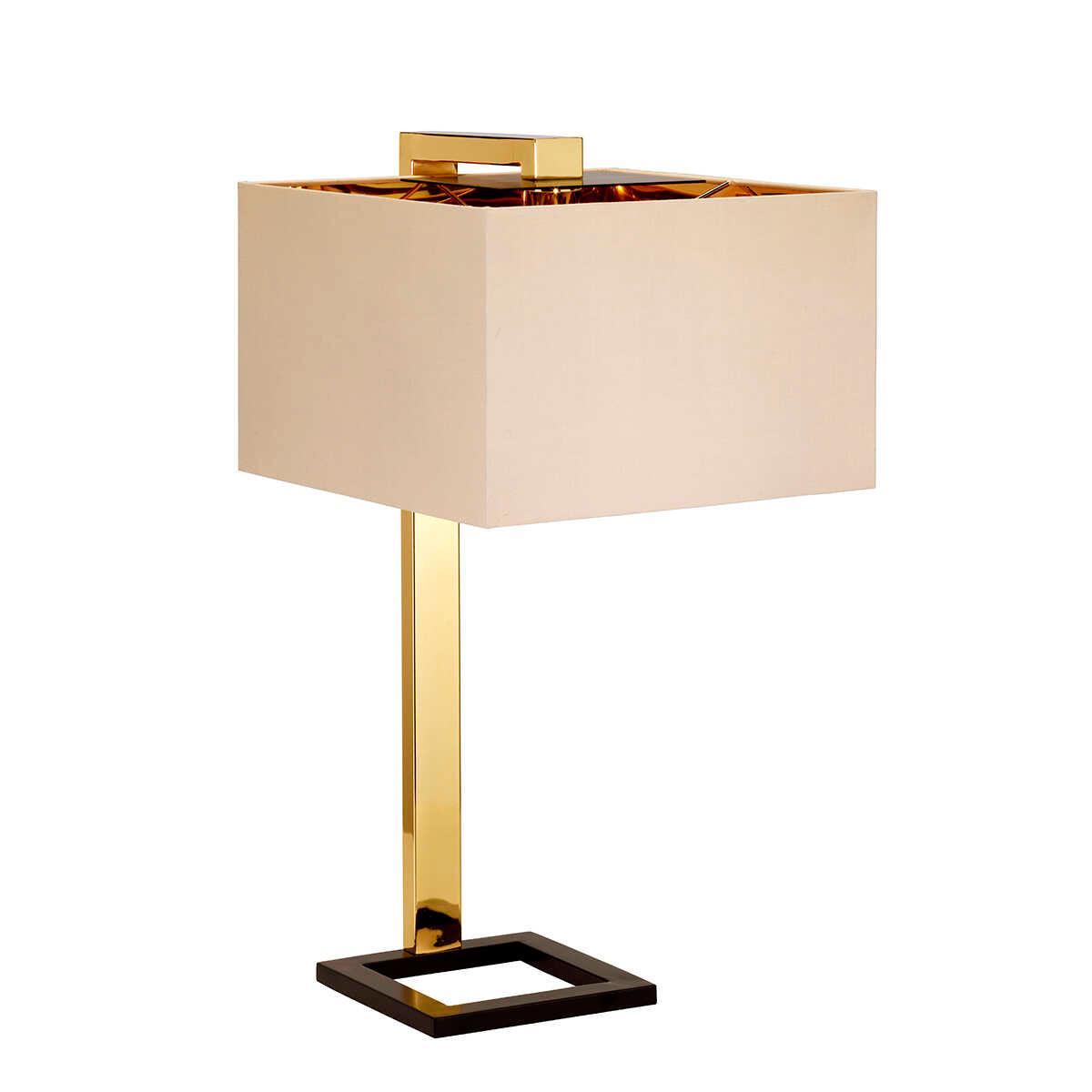 Elstead Plein 1 Light Polished Gold Table Lamp - Modern Bedside & Living Room Lighting for Home Decor