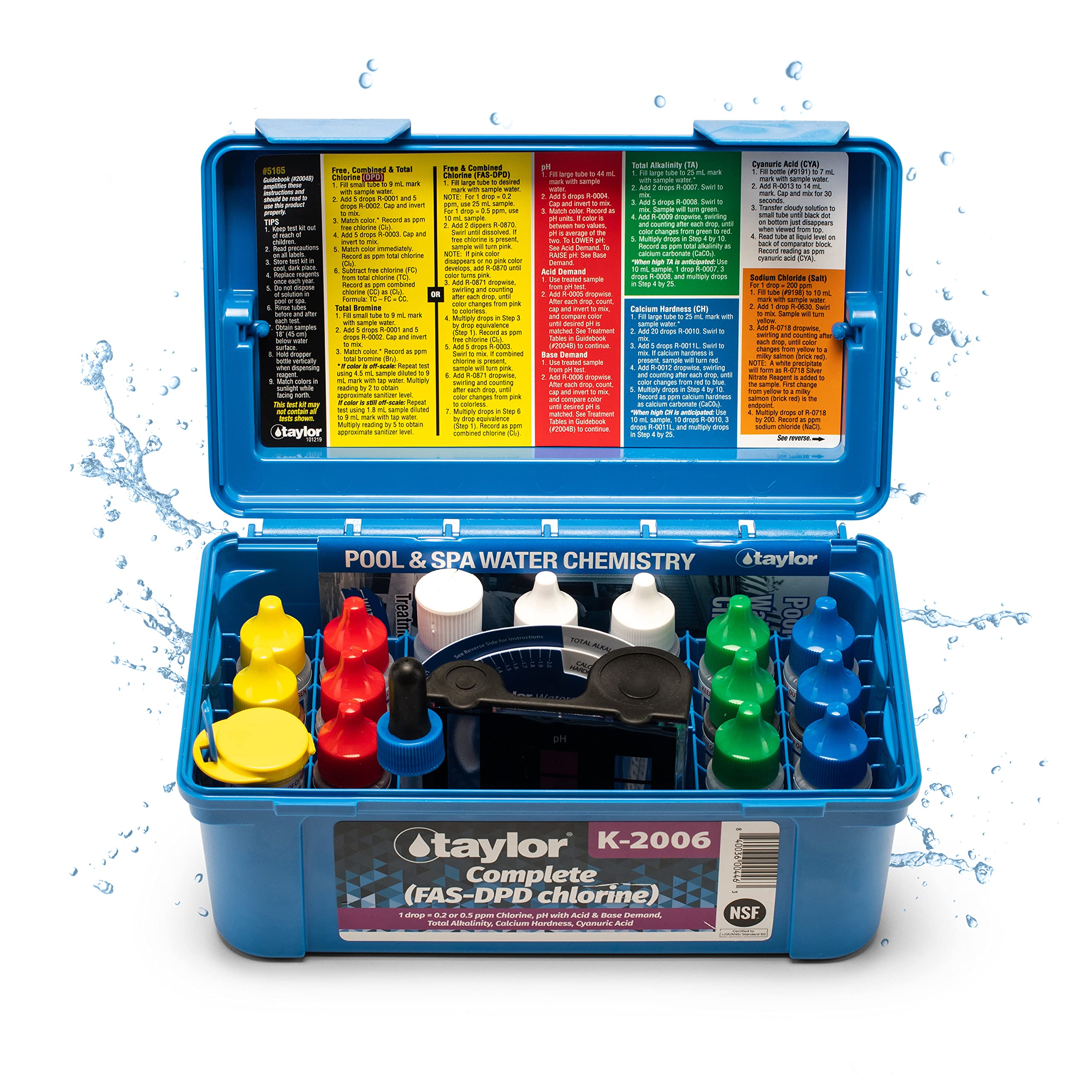 Taylor Pool Water Test Kit - Complete Swimming Pool & Spa Water Testing for Chlorine, pH, Alkalinity | Accurate Chemical Level Measurement for Pools, Hot Tubs, Spas | Ideal for Regular Maintenance & Water Quality Control