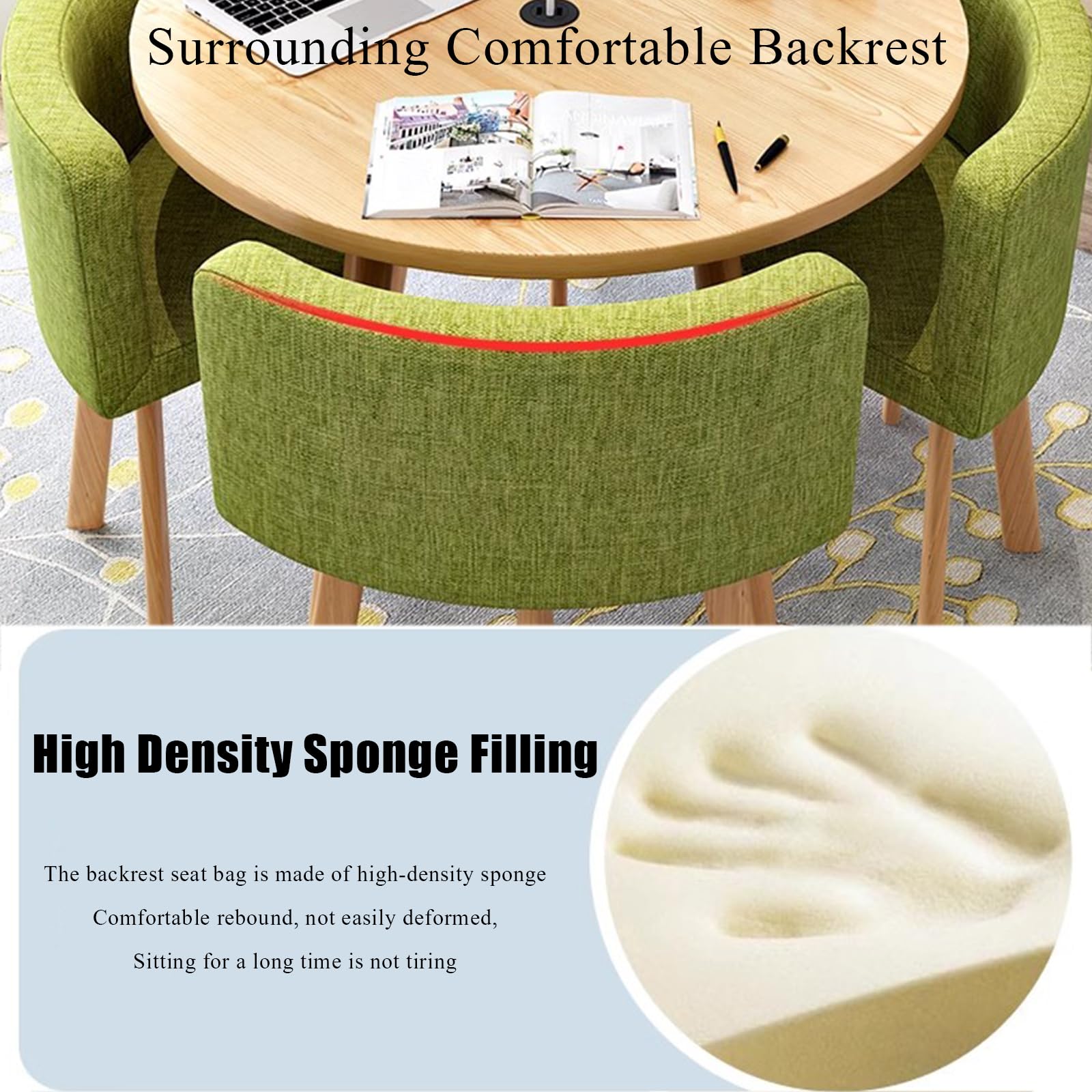 **31.5-inch Round Dining Table and 4 Chairs Set - Space-Saving Small Meeting Table for Home, Office, Cafe, Balcony & Break Room (80cm, Oak Finish)**    *Perfect for cozy dinners, productive meetings, or relaxing coffee breaks!*