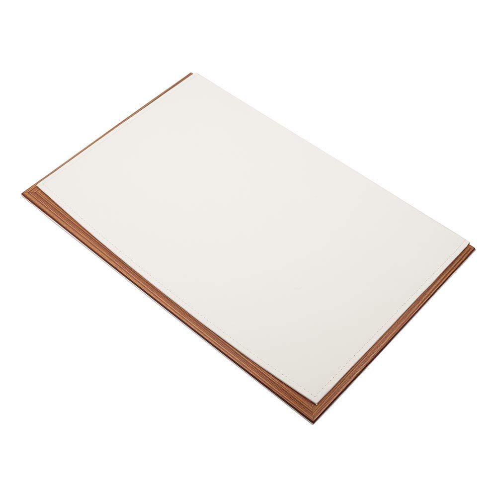 Premium Leather & Wood Desk Organizer Set - 11 Pcs Luxury Office Accessories with Double Tray, Desk Supplies for Home & Office (White) - Perfect for Executive Desks, Workstations & Home Office Organization