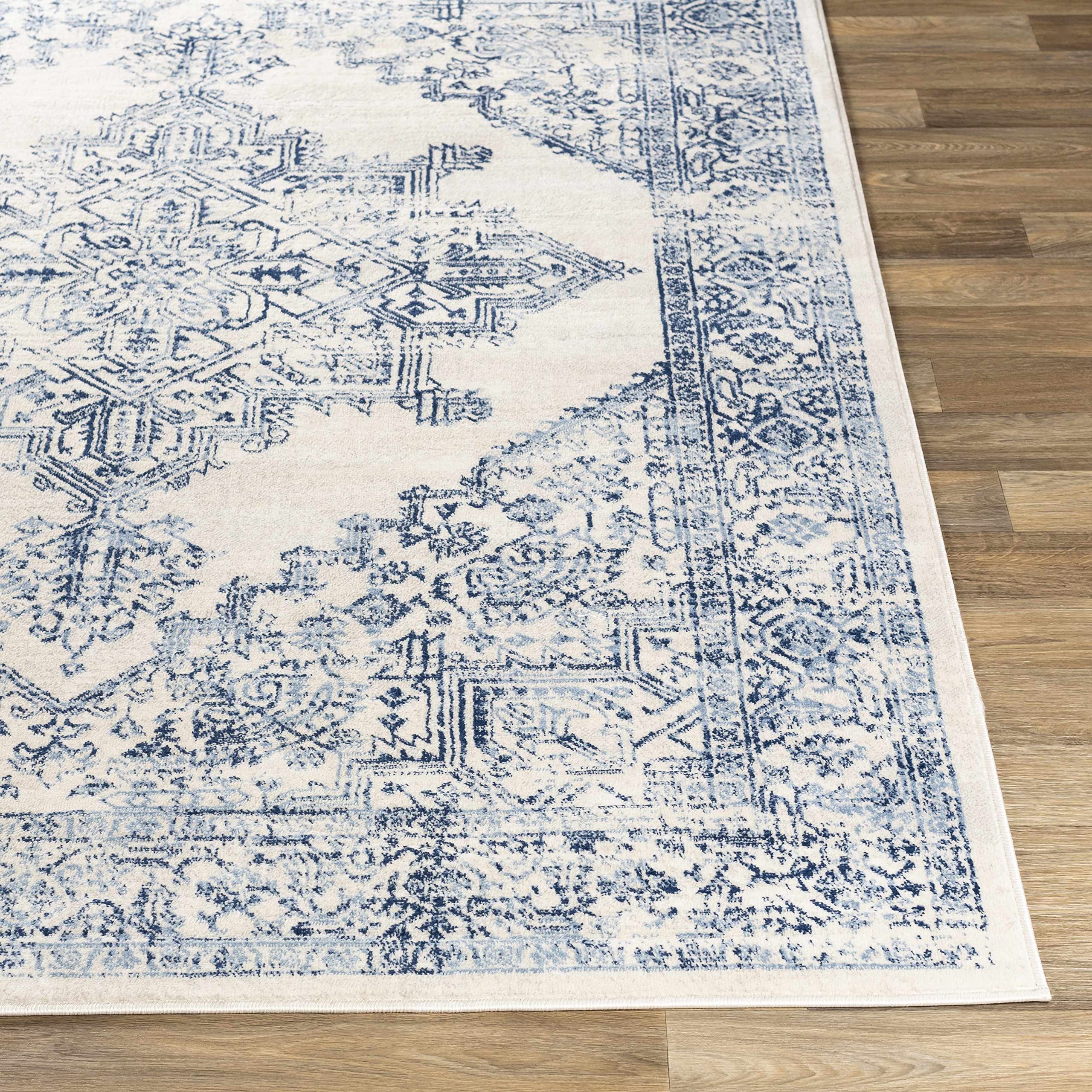 Hauteloom Pooraka Traditional Gray and Blue Area Rug 7'10