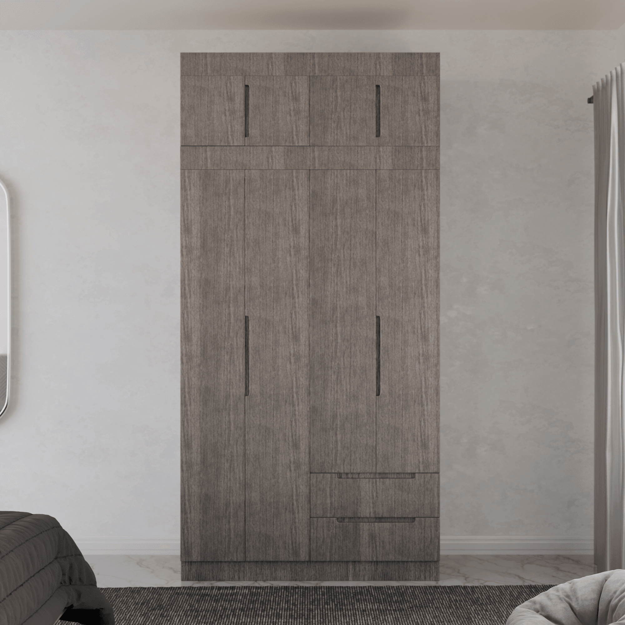 Harrison 4-Door Open Wardrobe with Top Shelf - Modern Closet Organizer for Bedroom, Living Room & Walk-In Closets | Spacious Storage Solution for Clothes, Shoes & Accessories