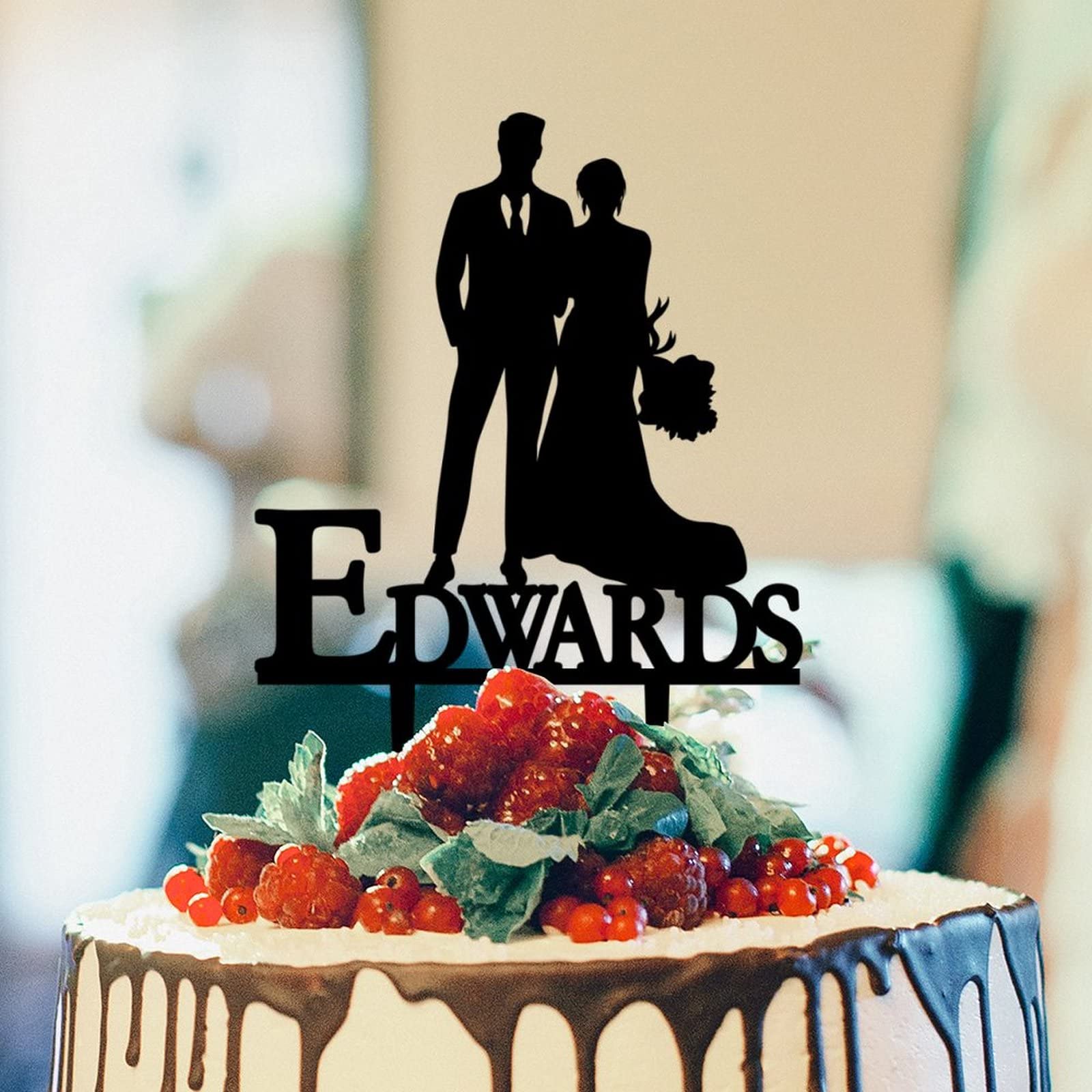 Personalized Acrylic Black Wedding Cake Topper - Custom Bride Hairstyle for Anniversary, Bridal Shower & Engagement Party Decorations | Perfect for Wedding Cakes, Anniversary Celebrations and Romantic Events