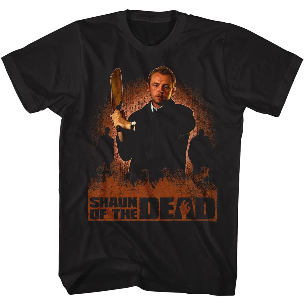 Shaun of The Dead Horror Comedy Movie Shaun Cricket Bat Graphic T-Shirt - Black Short Sleeve Tee for Men & Women | Perfect for Halloween Costumes, Movie Nights & Zombie Apocalypse Fans