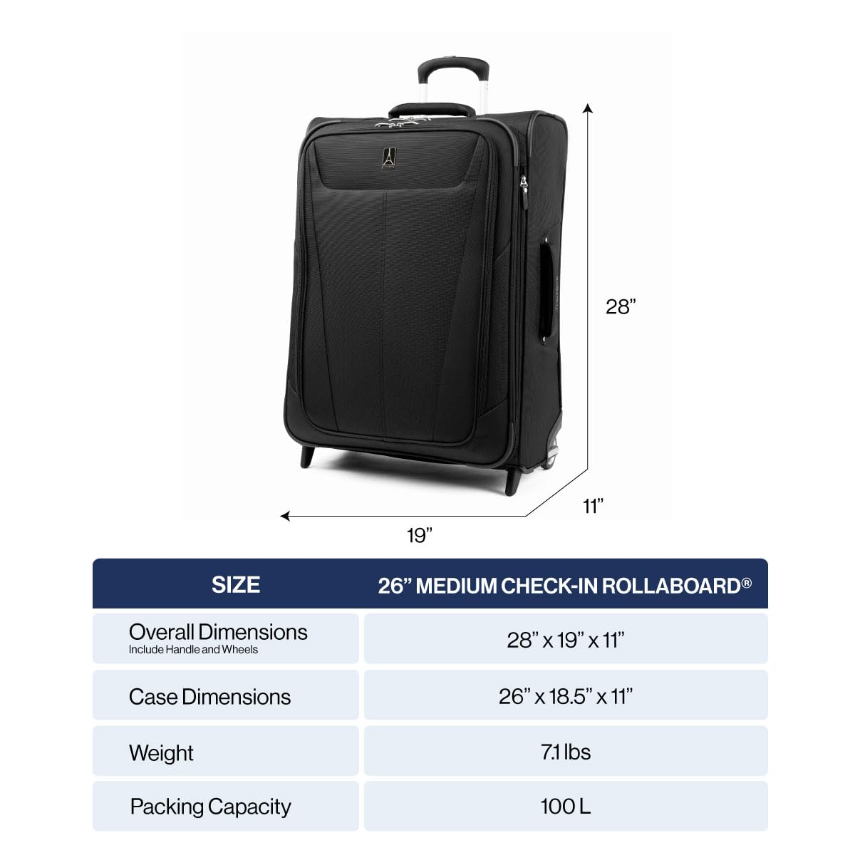 **Travelpro Maxlite 5 Softside Expandable 26-Inch Checked Luggage – Lightweight Upright Suitcase for Men & Women (Black) – Perfect for Air Travel, Business Trips & Vacations**