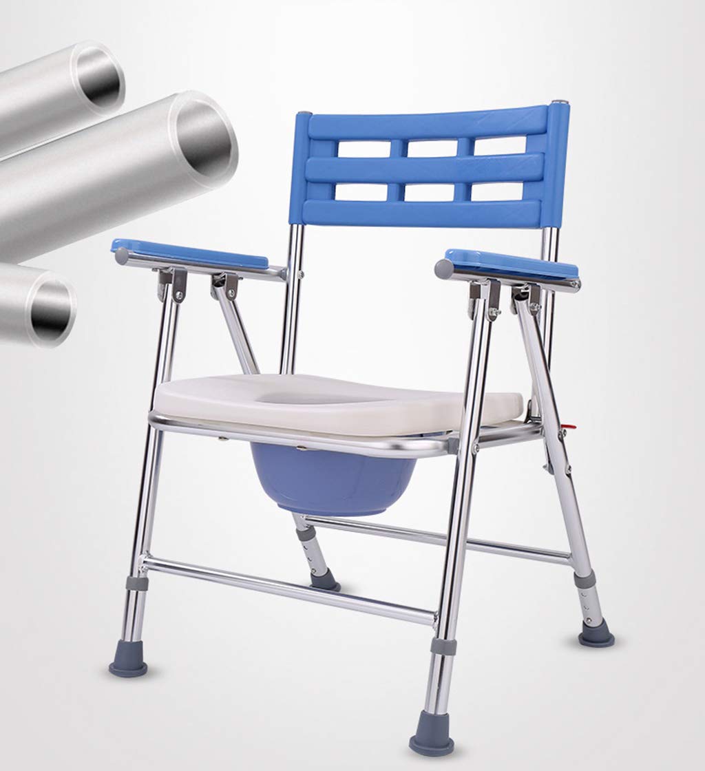 Portable Folding Bedside Commode Chair - Adjustable Height Medical Toilet Seat with Safety Frame for Elderly, Adults & Pregnant Women - Ideal for Bathroom, Shower & Bedroom Use