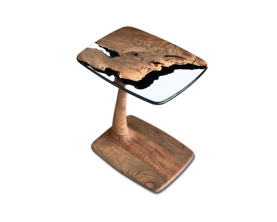 Luxury C-Shaped Resin End Table - Modern Side Table for Living Room, Bedroom, Office - Unique Home Decor Gift Idea for Housewarming, Wedding, Birthday