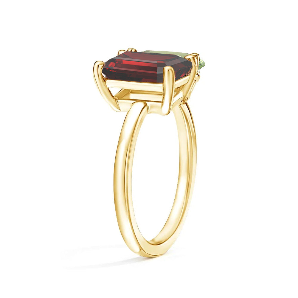 Personalized Garnet Birthstone Toi et Moi Ring for Women - Romantic Anniversary Gift for Her, Valentine's Day, Engagement or Wedding Jewelry
