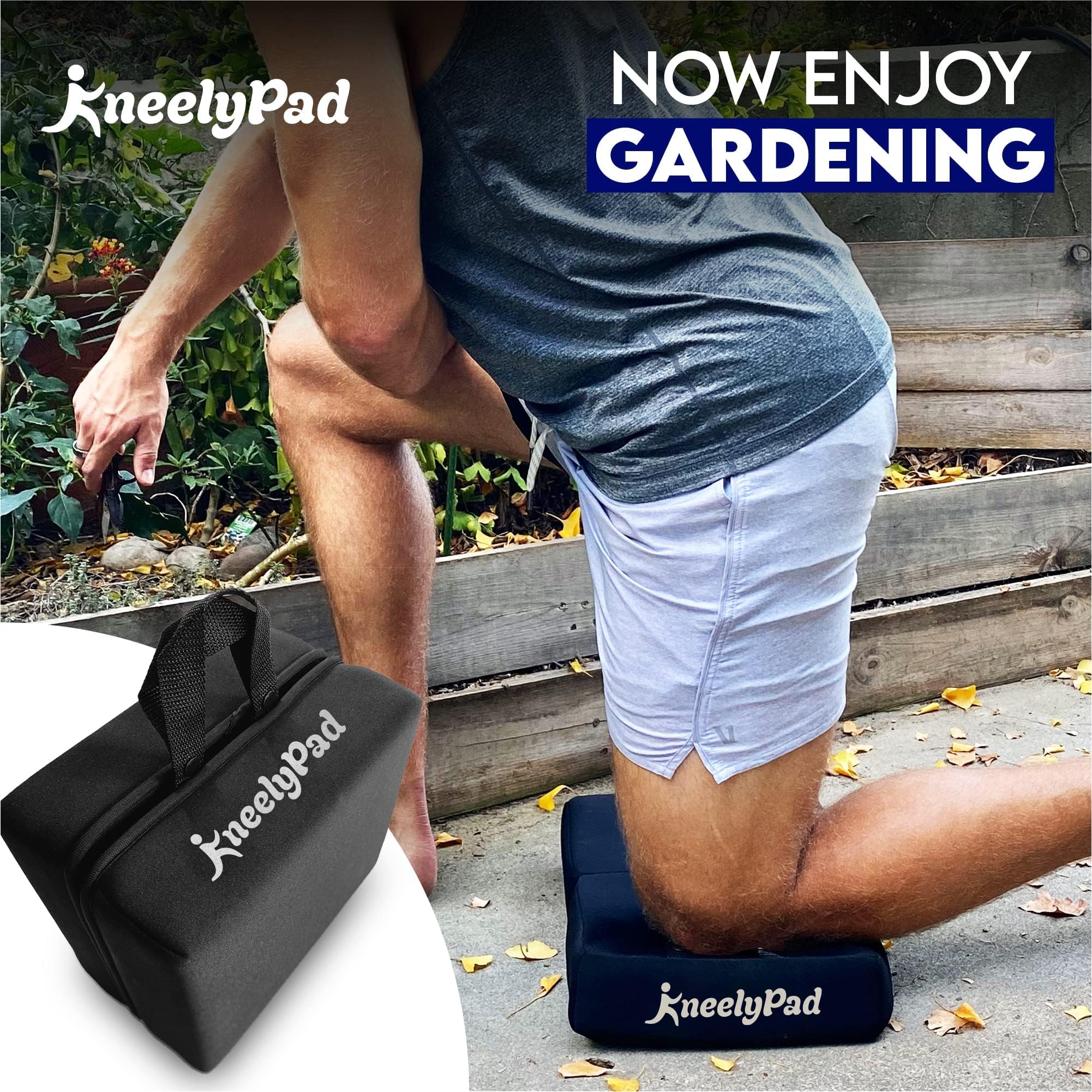 KneelyPad by Kneely - Ultra Thick Memory Foam Knee Cushion for Gardening, Exercise, Cleaning & Mechanic Work - Washable & Foldable Knee Pad with Handle - Perfect for Outdoor Activities, Home Improvement & Workshop Use