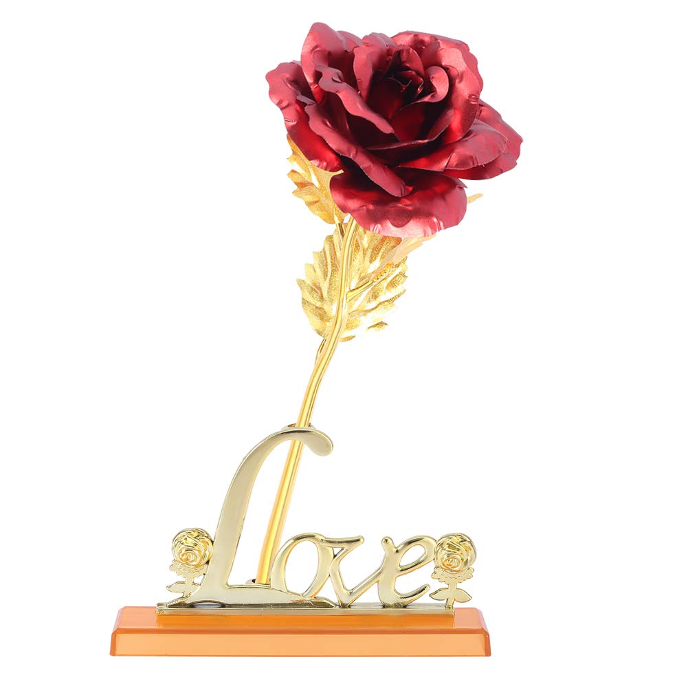 Gold Foil Rose Gift - Elegant & Durable Home Table Decor for Romantic Occasions - Perfect for Valentine's Day, Anniversary, Birthday & Sympathy Gifts - Red Color Option - Wedding Centerpiece & Home Decoration Accessory