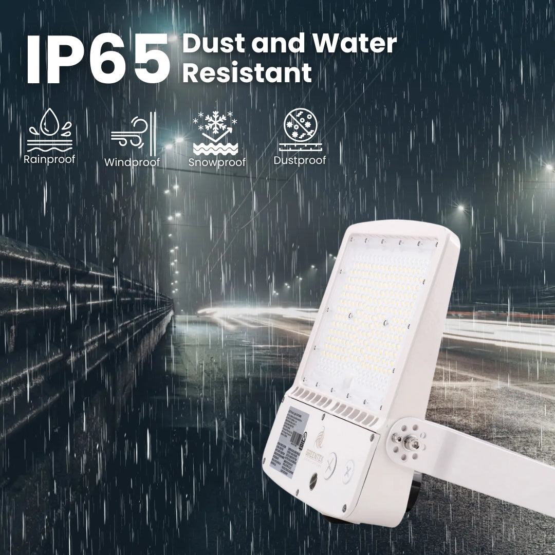 300W LED Flood Light - 43500LM High Brightness, DLC Certified, White Outdoor Flood Mount - Perfect for Parking Lots, Stadiums, and Security Lighting