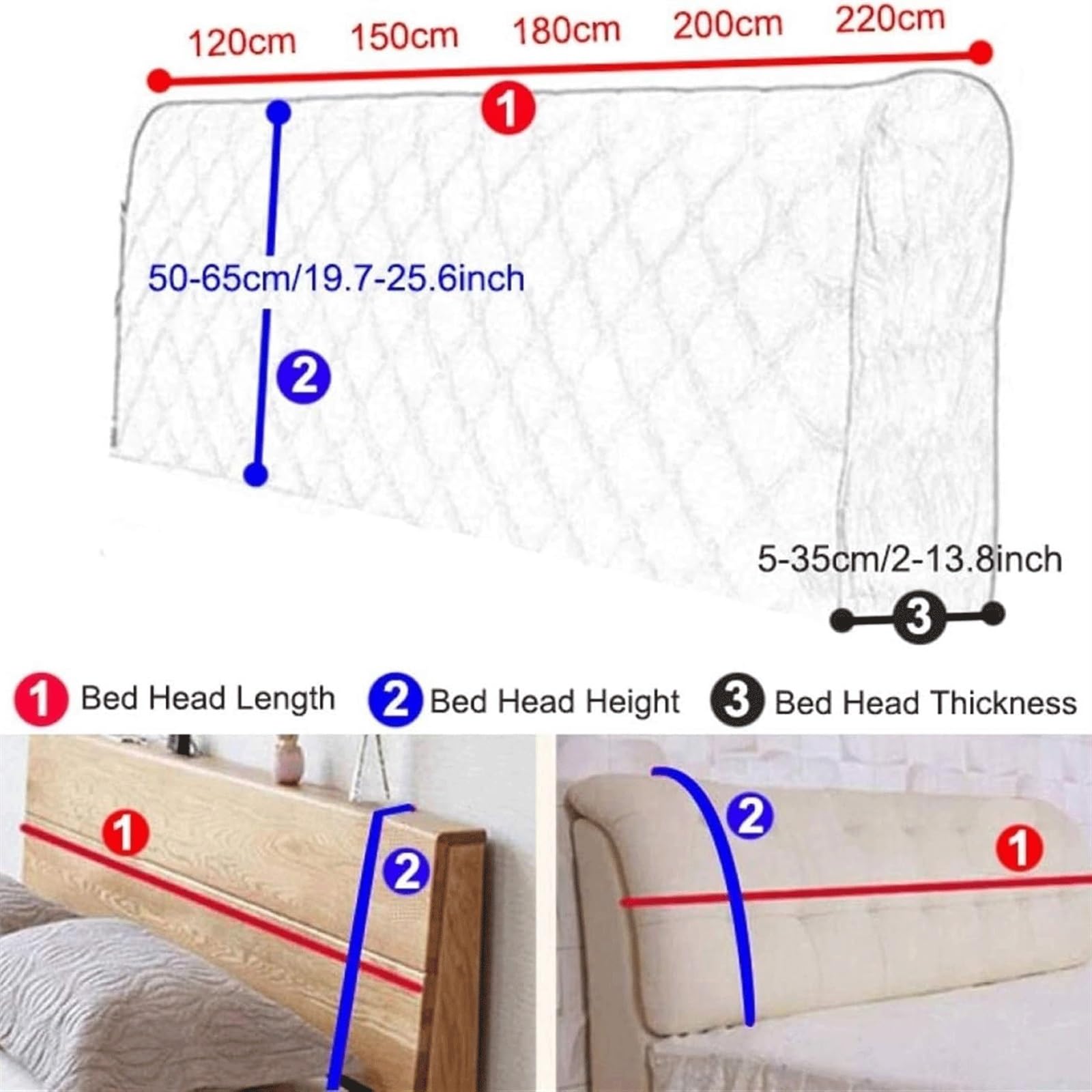 Quilted Headboard Cover for Full, Queen & King Size Beds - Thick Dustproof Headboard Slipcover Protector (67-75 inch/170-190cm) - Perfect for Bedroom Decor & Dust Protection