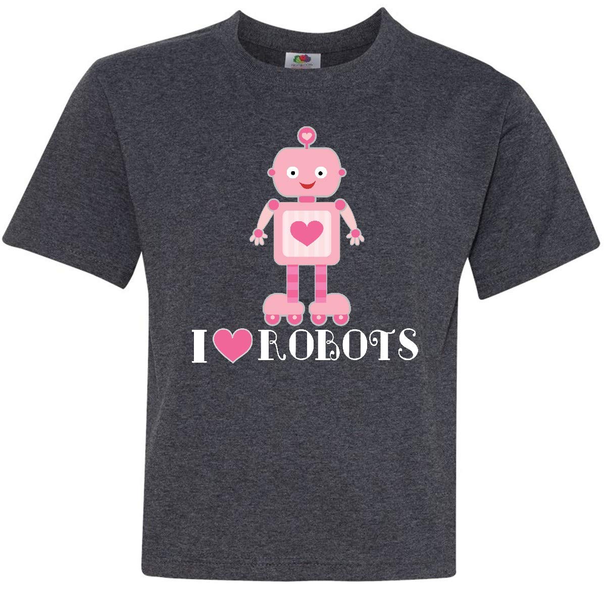 Inktastic Robotics I Love Robots Girls Youth T-Shirt - Cute Robot Graphic Tee for Girls, STEM & Science Lovers, School & Play Outfit