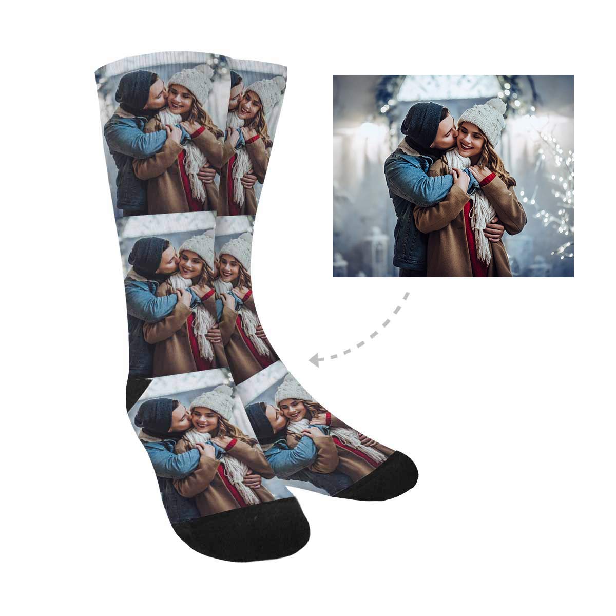 Custom Printed Photo Face Socks - Personalized Picture Crew Socks for Men & Women - Great for Gifts, Couples Matching & Special Occasions