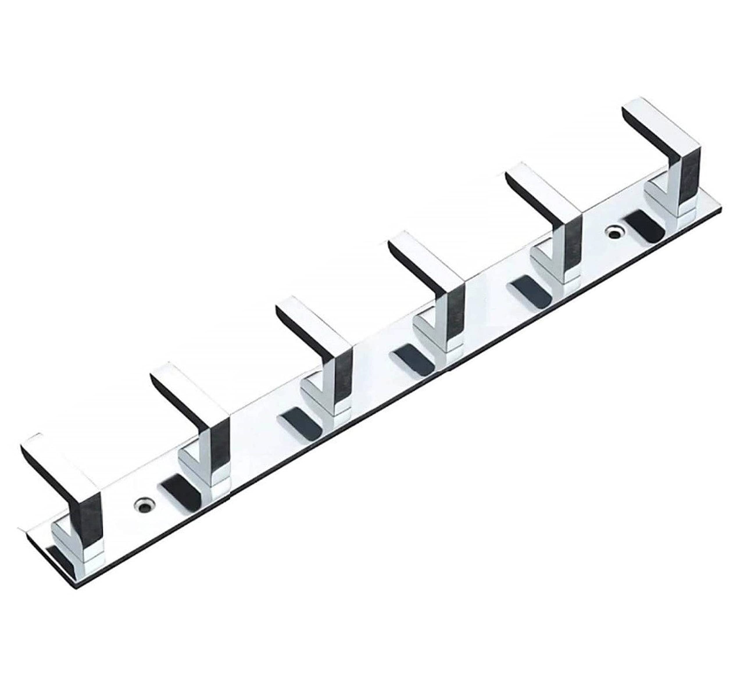 APERSON Premium Stainless Steel 6-Pin Wall Hook - Heavy Duty Bathroom & Bedroom Hanger for Towels, Robes, Keys & Clothes - Durable Silver Metal Hooks (4-Pack) - Perfect for Home, Hotel, Gym & Spa Organization