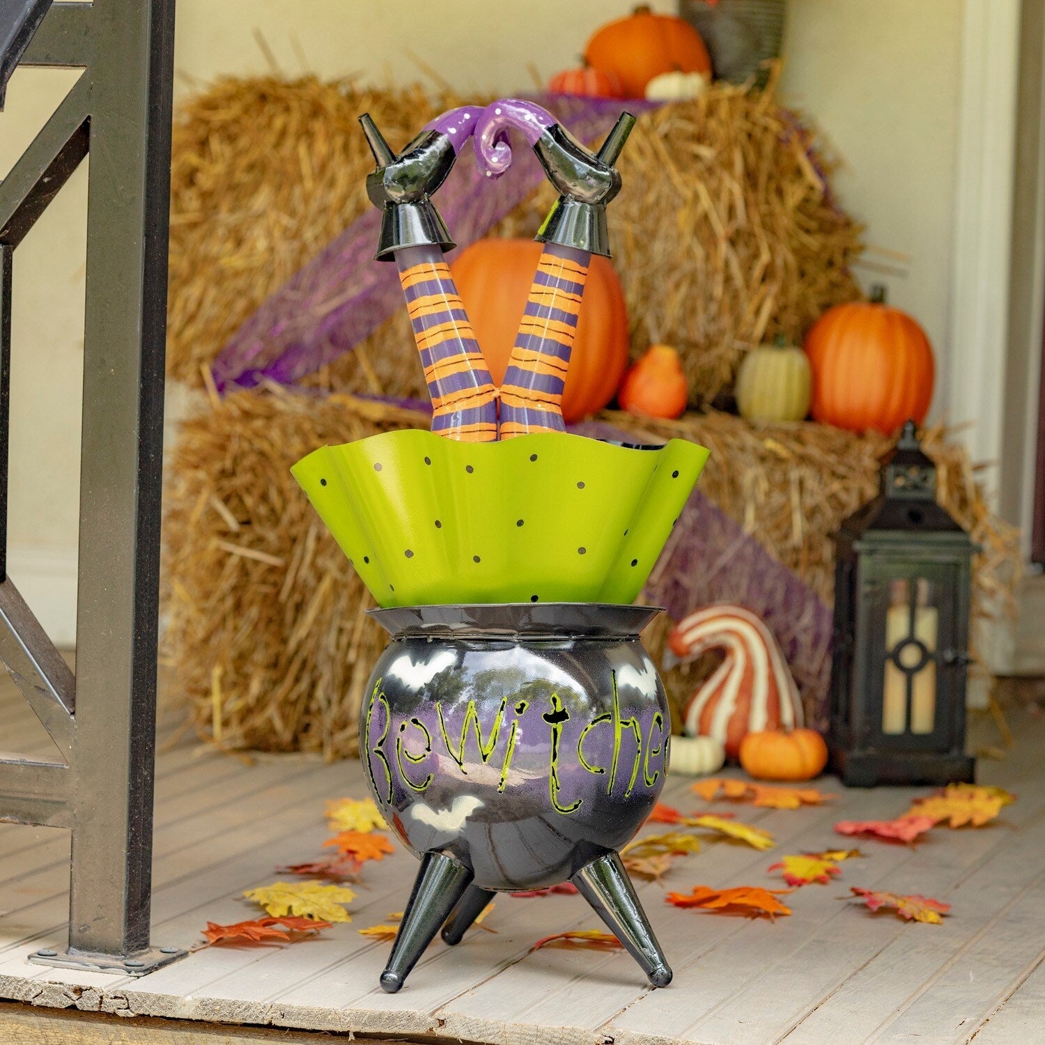 Bewitched Halloween Cauldron with Witch Legs & LED Lights - Spooky Party Decor for Trick or Treat, Haunted House, and Witchcraft Themed Events