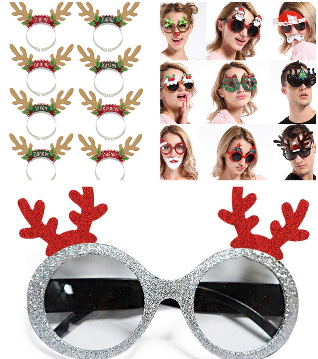 25 Pack Pink Glitter Reindeer Antlers Felt Applique Kits - DIY Santa Elk Antler Patches for Dog Hair Accessories, Scrapbooking, Cake Toppers & Christmas Crafts | Perfect for Holiday Decorations, Gift Wrapping & Party Supplies