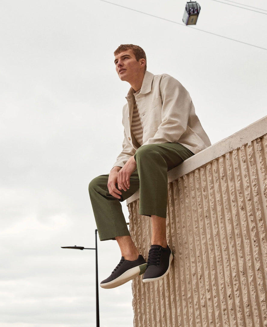 KNX Men's Leather Sneakers - Black & Star White | Comfortable & Stylish Casual Shoes for Walking, Travel & Everyday Wear