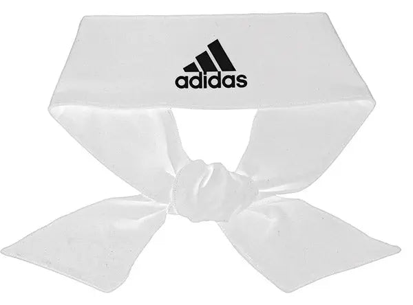 Adidas Alphaskin Tie Headband for Women & Men - Moisture Wicking Sports Headband for Running, Yoga, Workouts - Adjustable & Breathable White Head Wrap (Perfect for Gym, Tennis & Outdoor Activities)