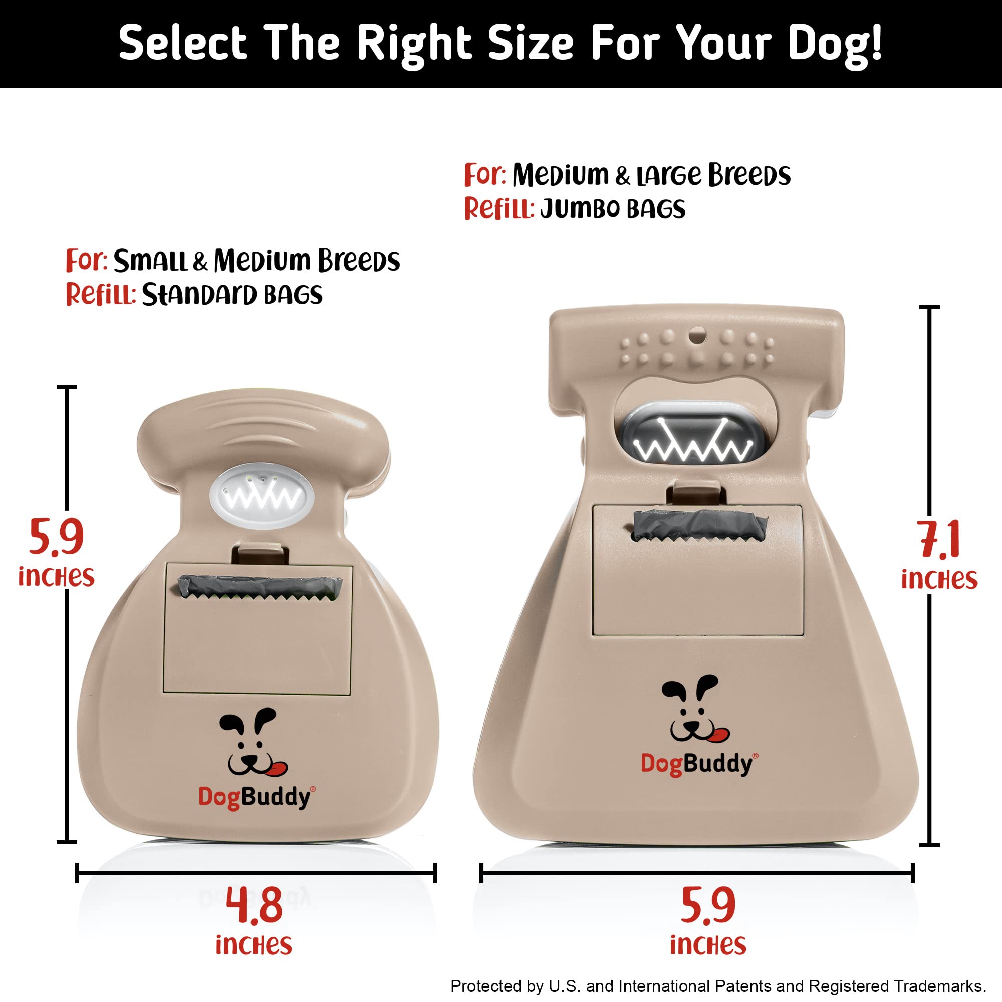 **DogBuddy Pooper Scooper for Small & Large Dogs - Portable Dog Waste Scoop with Bag Holder, Leash Clip & Included Waste Bags - Medium Taupe - Ideal for Backyard, Park & Travel Cleanup**