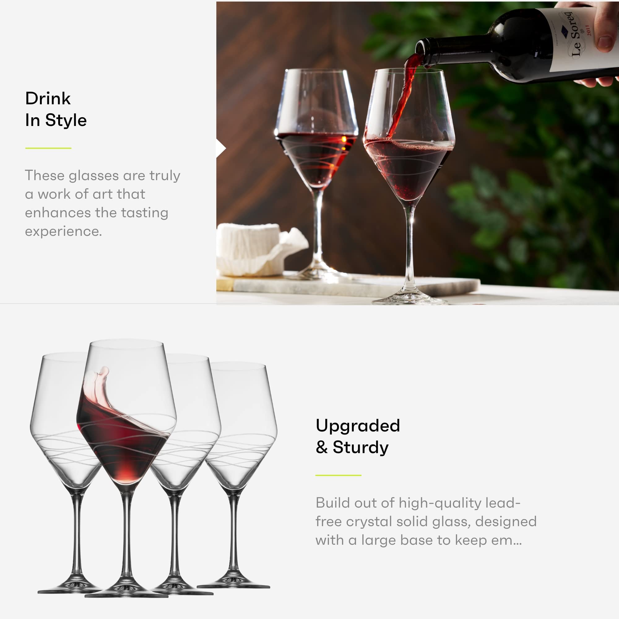 Premium 20oz Crystal Clear Red Wine Glasses Set of 4 - Elegant Long Stem Wine Glasses for Cabernet, Merlot & Pinot Noir | Perfect Wedding, Anniversary & Christmas Gift | European Made | Ideal for Dinner Parties, Romantic Dates & Wine Tasting Events