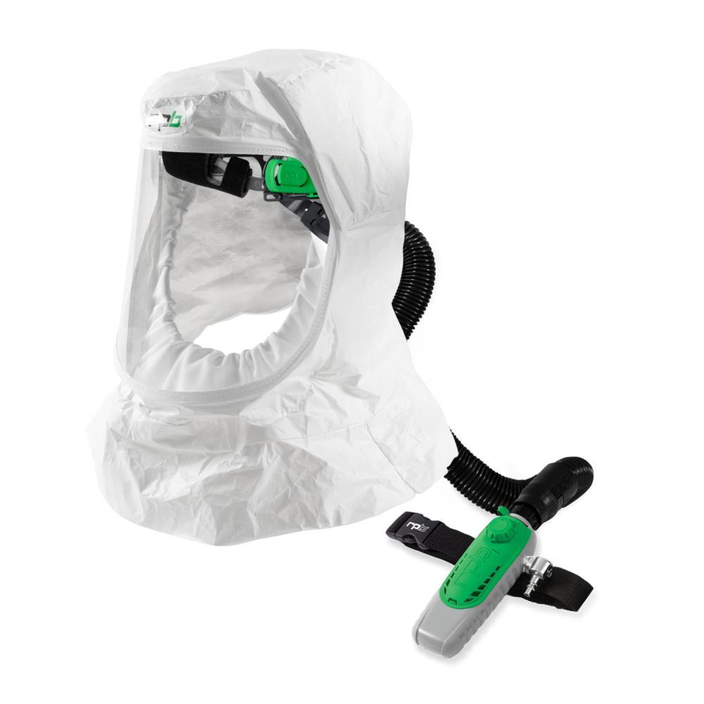 NIOSH Certified T200 Respirator Hood - Lightweight Tyvek PAPR/SAR with Head Harness & Bump Cap - Healthcare Worker Protection for Hospitals & Laboratories