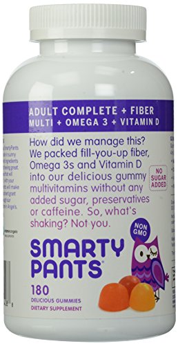 SmartyPants Adult Complete Gummy Vitamins - Multivitamin with Omega 3, DHA, EPA, Vitamin D3 & Methyl B12 - 180 Count (30 Day Supply) - Supports Immune Health, Energy & Brain Function for Active Adults