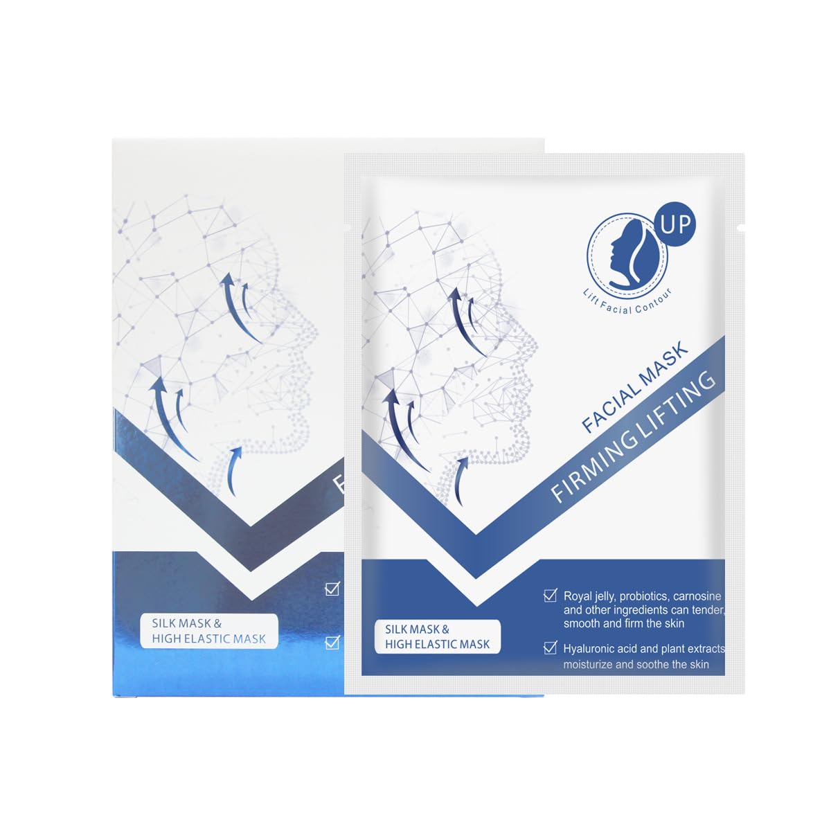 Premium Hyaluronic Acid Collagen Lifting Face Mask (3 Pack) - Anti-Aging Moisturizing Sheet Mask for Smooth & Tight Skin - Reduces Fine Lines & Wrinkles - Perfect for Night Skincare Routine & Spa Day