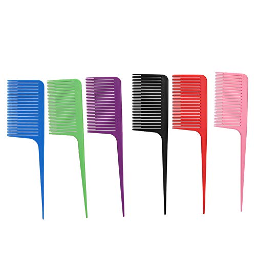 6Pcs Professional Hair Styling Combs Set - Highlighting, Sectioning & Rat Tail Combs for Salon Hair Coloring & Dyeing | Perfect for Stylists, DIY Hair Treatments & Home Salon Use