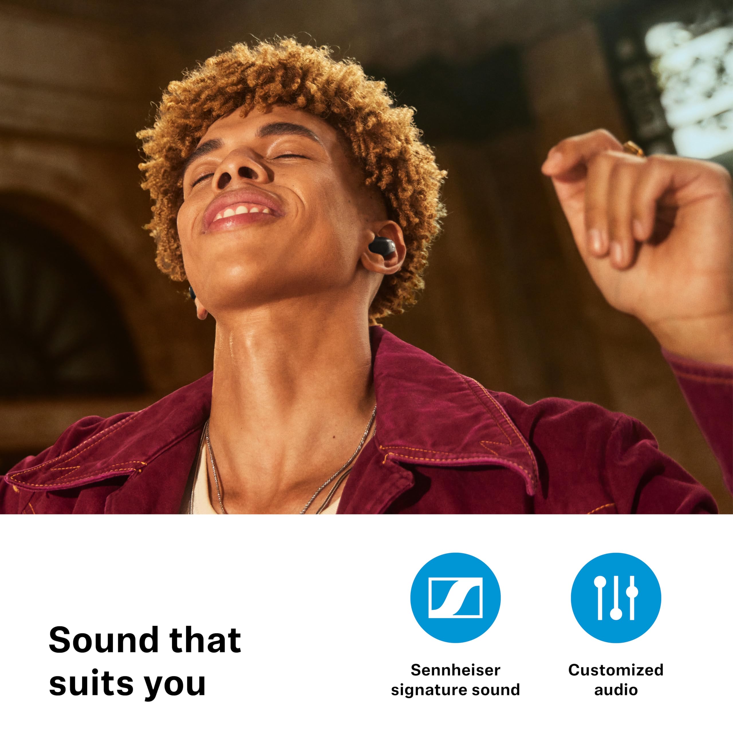 Sennheiser ACCENTUM True Wireless Earbuds with Hybrid ANC - 28H Battery, Touch Control, Crystal Clear Sound & Ergonomic Design for Workouts, Commuting & Travel - Black Wireless Earbuds