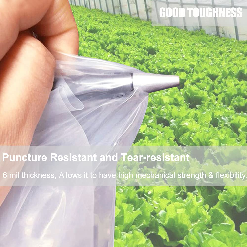6 Mil Clear Greenhouse Plastic Film Sheeting Cover - 25' x 40' UV Resistant Polyethylene Film for Greenhouses, Hoop Houses & Farms - Durable 4-Year Protection for Plants, Vegetables & Gardening - Perfect for Season Extension, Frost Protection & Hydroponic Growing