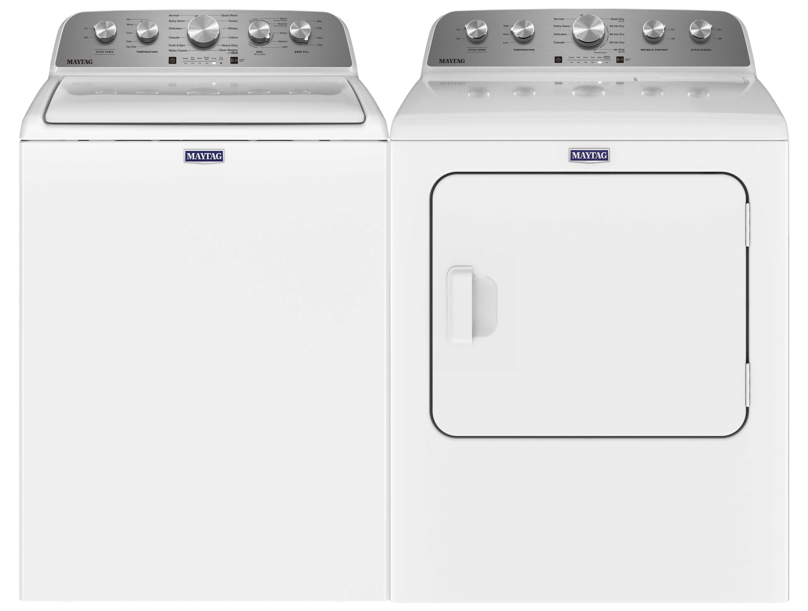 Maytag 5.2 cu. ft. White Top Load Washer & 7.0 cu. ft. Electric Dryer Set (MVW5035MW/YMED5030MW) - Perfect for Large Families & Laundry Rooms