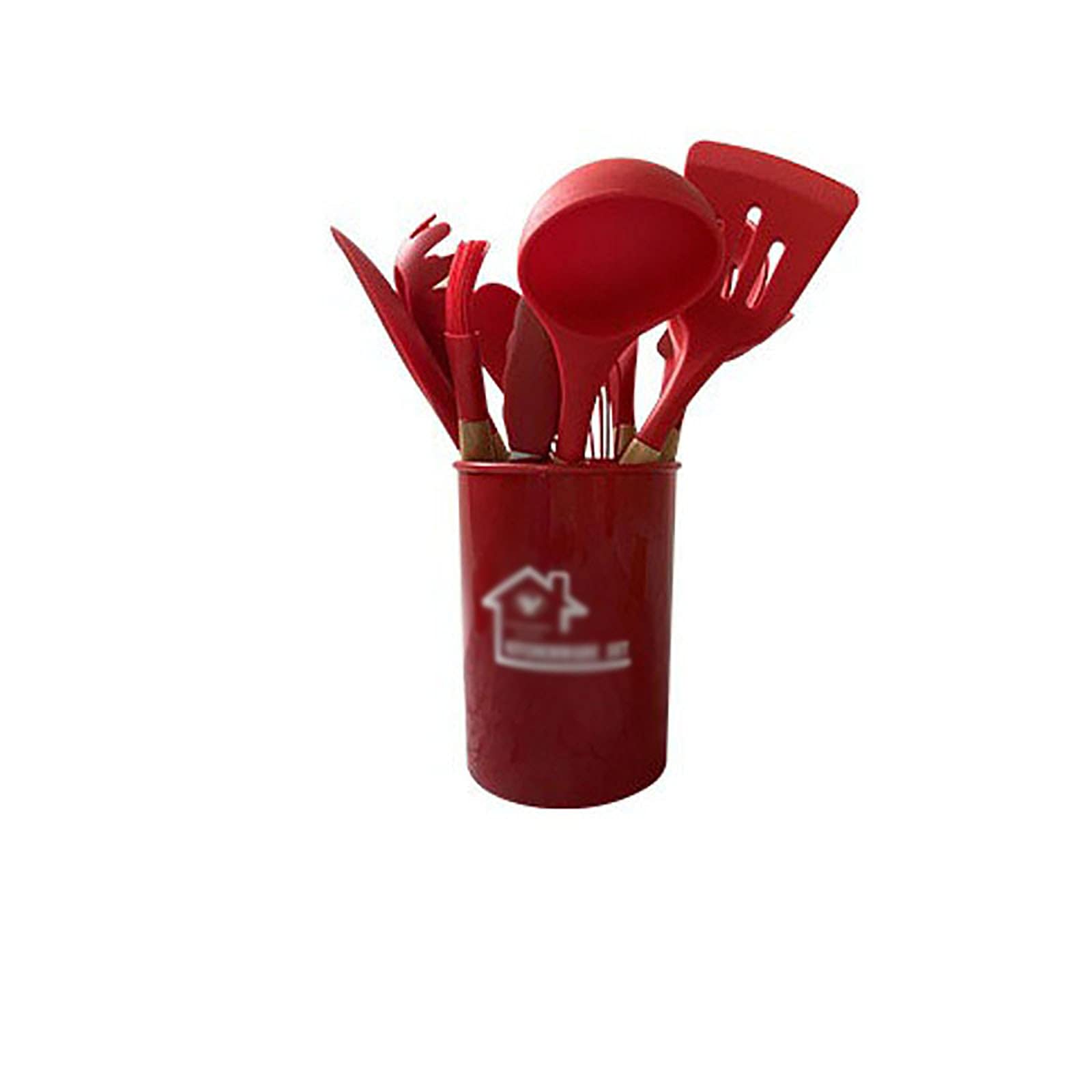 **12-Piece Silicone Kitchen Utensil Set - Non-Stick Spatula, Ladle & Egg Whisk - Colorful Cooking Tools for Baking, Frying & Everyday Kitchen Use (Red)**    *(Perfect for Home Chefs, Baking Enthusiasts & Non-Stick Cookware – Safe, Durable & Heat-Resistant)*