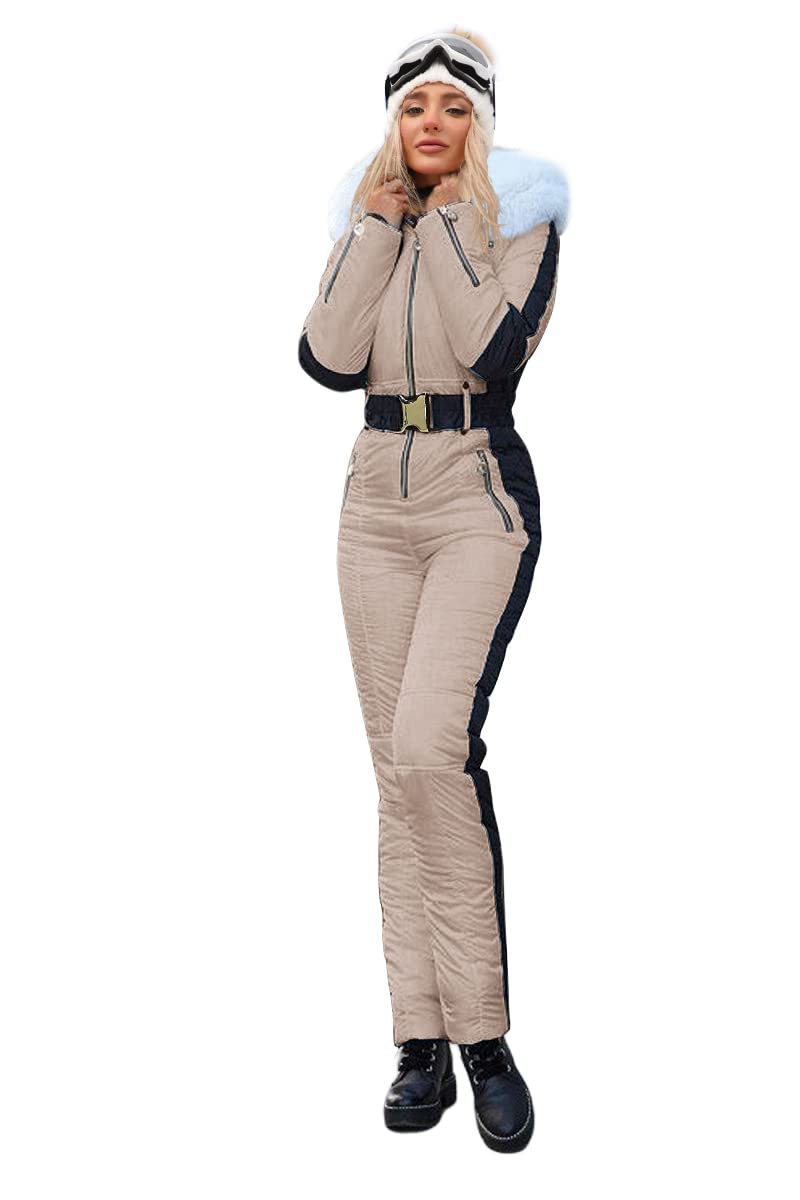 Zwurew Women's Waterproof Thermal Ski Suit with Fur Collar - Winter Snowsuit Jumpsuit Coat for Skiing, Snowboarding & Outdoor Sports | Ideal for Cold Weather Adventures, Mountain Trips & Snow Activities
