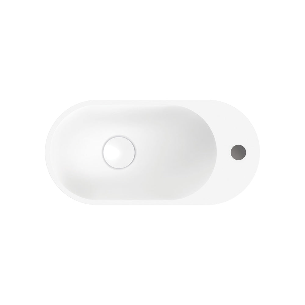 Fienza CSB311 1 Ari Cast Stone Wall Mount Bathroom Sink with Single Faucet Hole - Modern Farmhouse Vanity Basin for Powder Room & Guest Bath