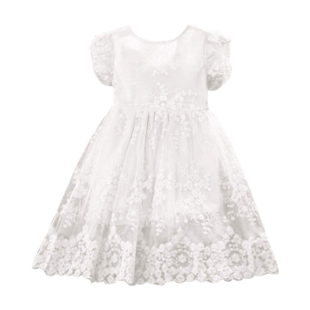 Princess Baby Girl's Floral Lace Sleeve Bow Party Dress with Matching Skirt Set - Perfect for Birthday Parties, Photo Shoots & Special Occasions
