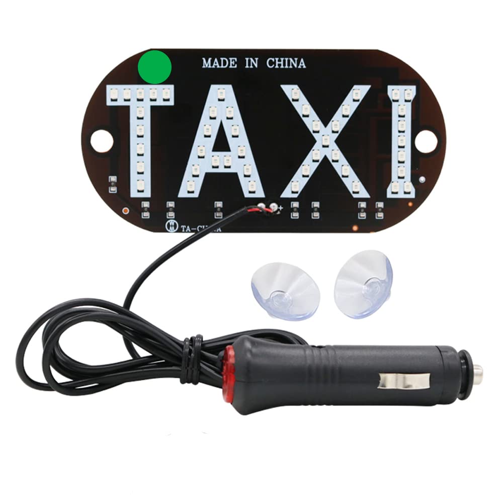 YSY 12V Green LED Taxi Cab Light - Windshield Indicator Lamp with Cigarette Lighter Switch for Taxi Sign & Guiding Panel - Perfect for Night Shifts, Ride-Hailing Services & Urban Transportation