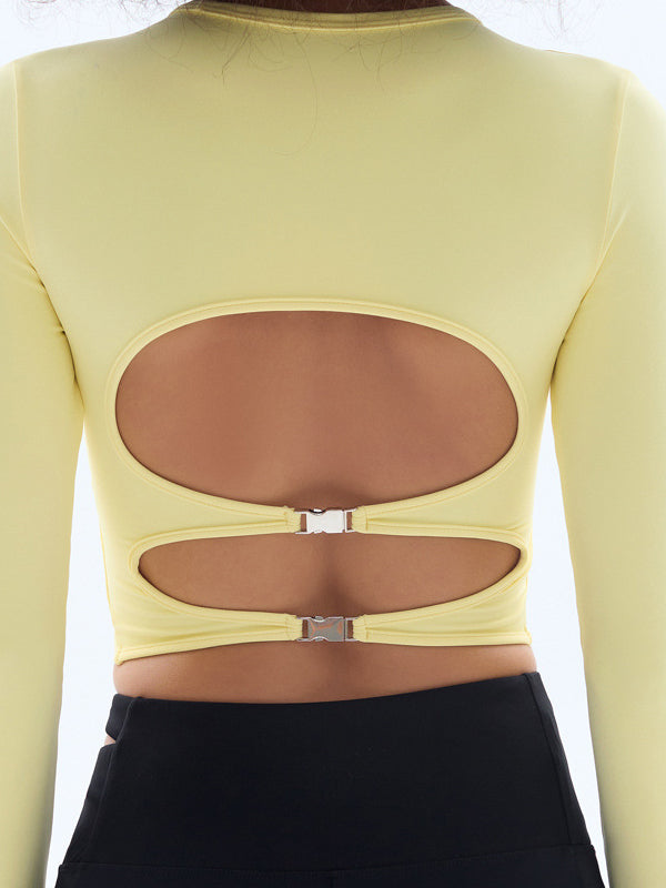 ZASUWA Women's Sexy Hollow Out Long Sleeve Top with Chest Pads & Thumbholes - Perfect for Night Out, Club Wear & Date Night Outfits