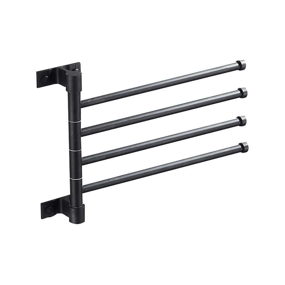 Foldable Rotating Aluminum Towel Rack - 4-Tier Wall Mount Bathroom Storage Organizer with Double Rods | Space Saving Design for Toilet, Shower & Laundry Room Organization