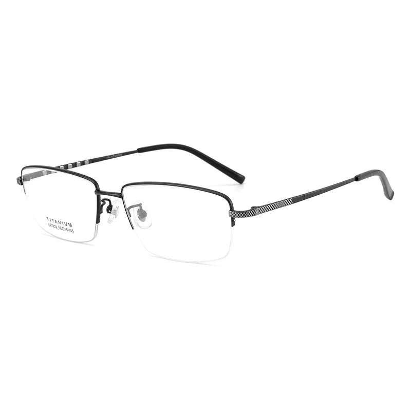 Bclear Men's Semi-Rimless Big Square Titanium Eyeglasses Frame 7822 - Lightweight Durable Glasses for Work, Reading & Fashion