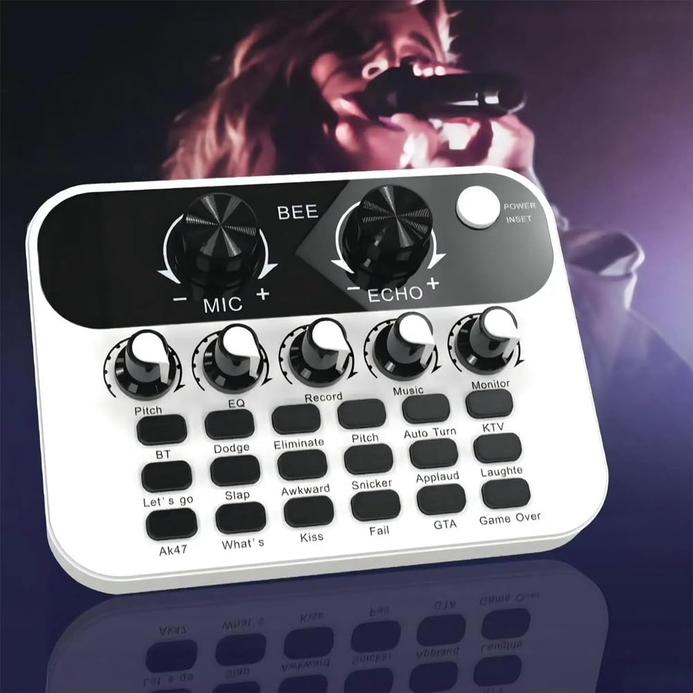 BNTAOMLE Mini USB Audio Interface - Portable Sound Card for PC, Computer & Phone - Podcast Mixer with Live Effects for Recording, Streaming & Broadcasting - Ideal for Home Studios, Gaming & Voiceovers