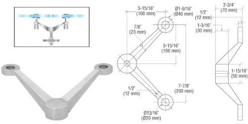 CRL Brushed Stainless Steel Heavy Duty V-Shaped Double Arm Spider Fitting - Durable Column Mount for Store Displays, Signage & Architectural Applications