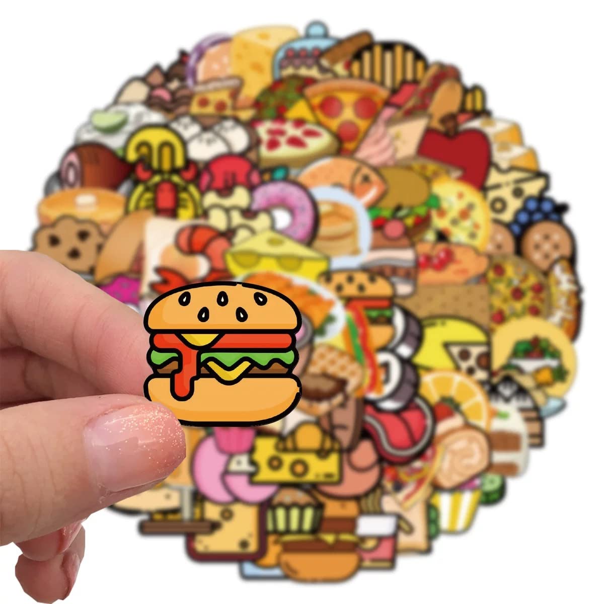 100 Cute Cartoon Food Stickers - Waterproof Vinyl Decals for Scrapbooking, Laptops, Water Bottles, Skateboards & Refrigerators - Perfect for DIY Crafts, School Supplies & Home Decor