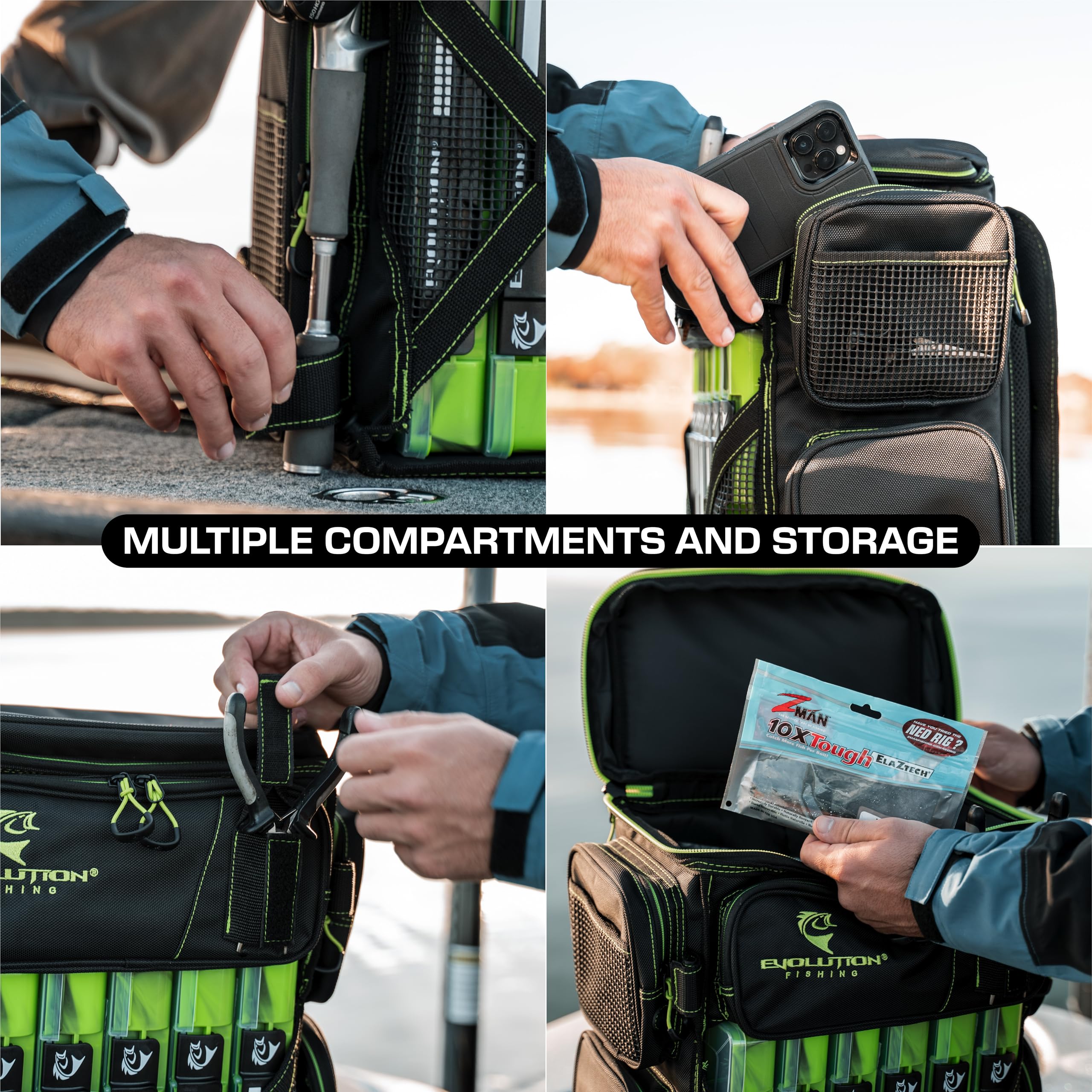 Evolution Fishing Drift Series Tackle Backpack 3600 – Heavy Duty Outdoor Fishing Backpack with 6 Removable Tackle Trays | Perfect for Bass, Trout & Saltwater Fishing Trips