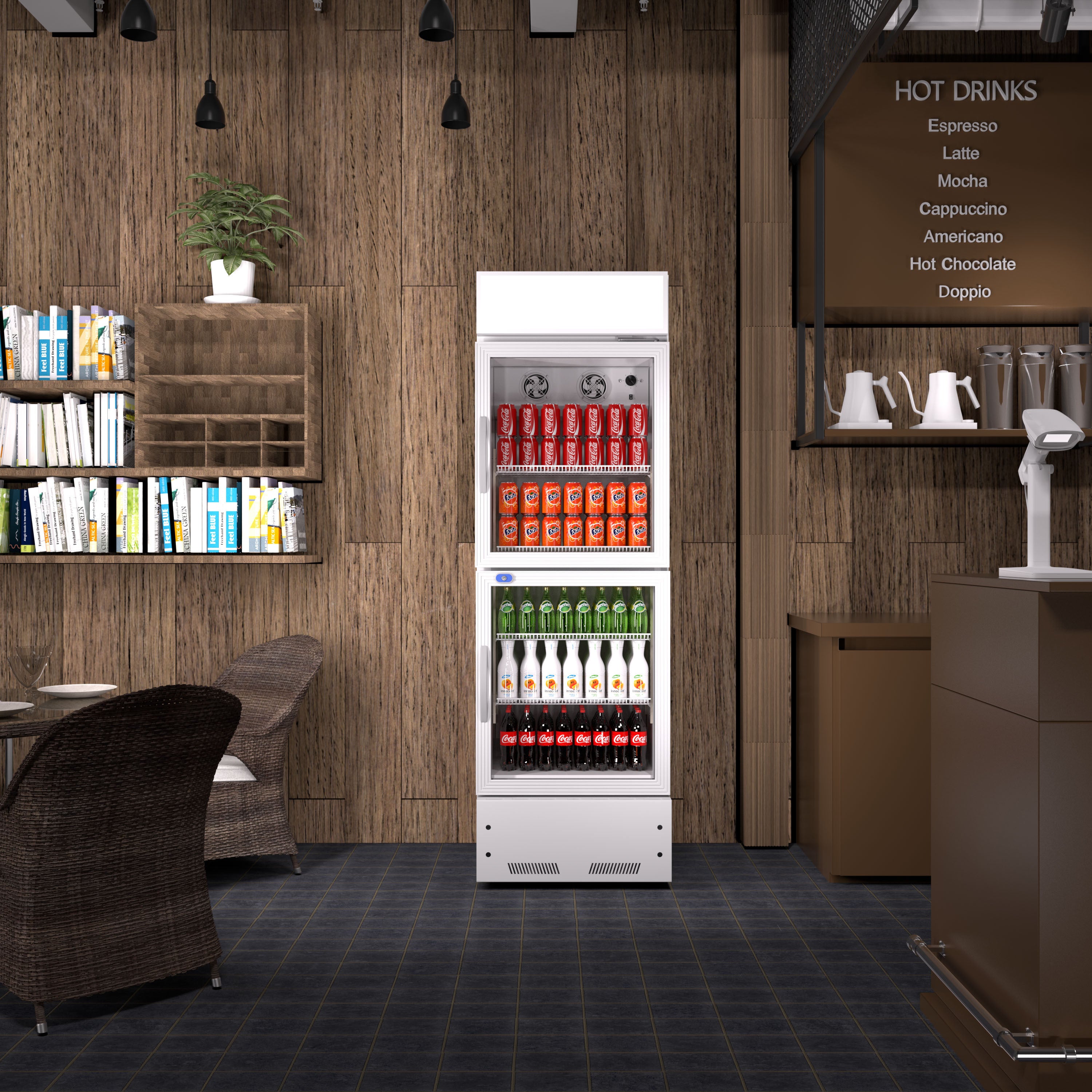 Commercial Beverage Refrigerator with 2 Glass Doors - 10.9 Cu.Ft LED Display Cooler for Restaurants & Bars, ETL Certified Silver Merchandiser Fridge - Perfect for Showcasing Drinks in Retail Stores, Cafes and Convenience Shops