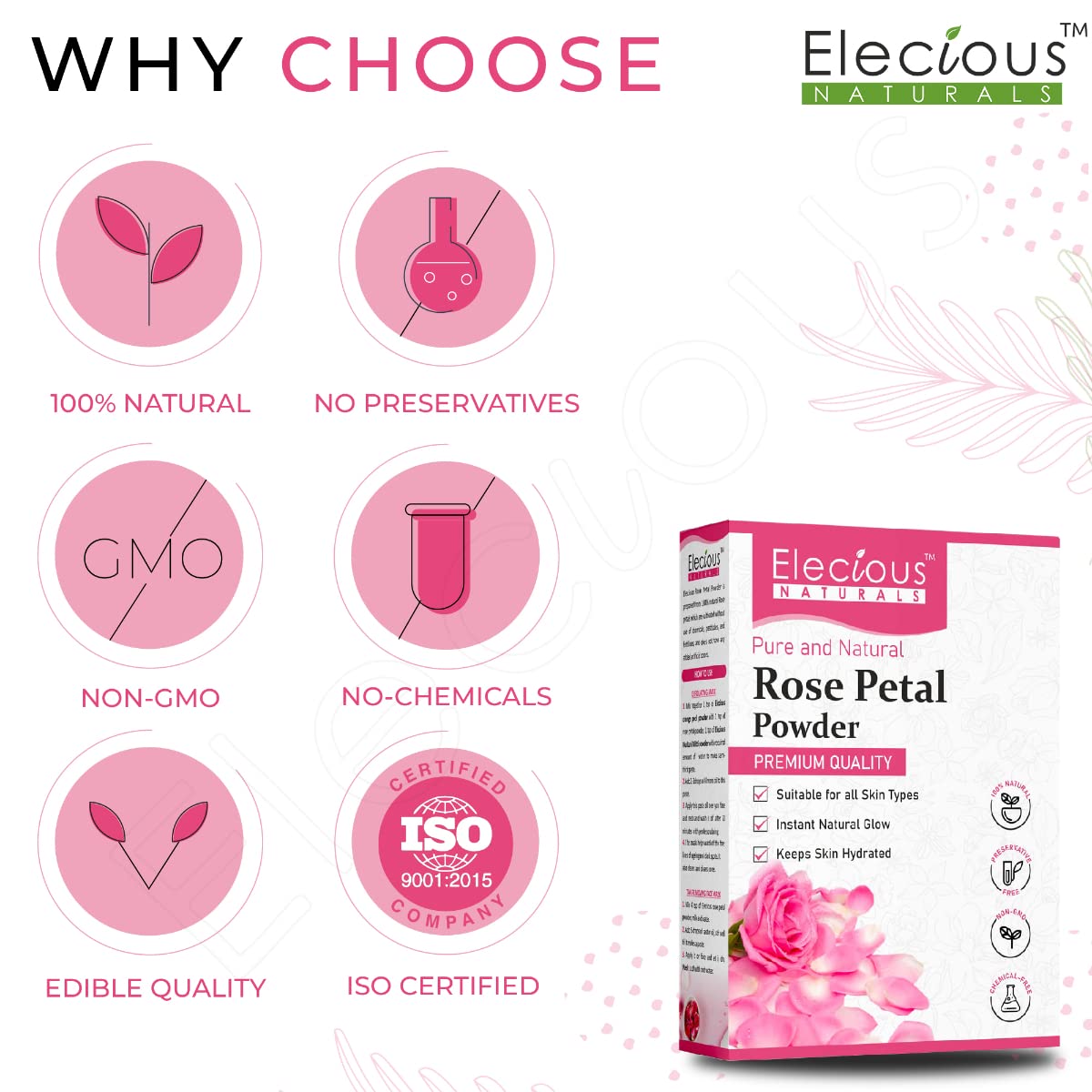 Pure Rose Petals Powder for Face, Skin & Hair Care - 200g | All-Natural, Chemical-Free, Non-GMO, No Artificial Colors | DIY Beauty, Aromatherapy & Spa Treatments