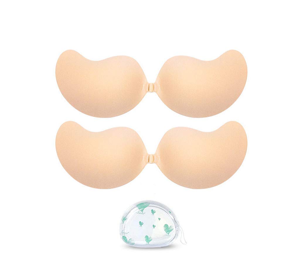 ZJDU Adhesive Strapless Bra - Self Stick Silicone Bra for Women, Reusable Invisible Backless Bra with Nipple Covers (6 Pairs, Skin Tone) - Perfect for Backless Dresses, Wedding Gowns & Evening Wear