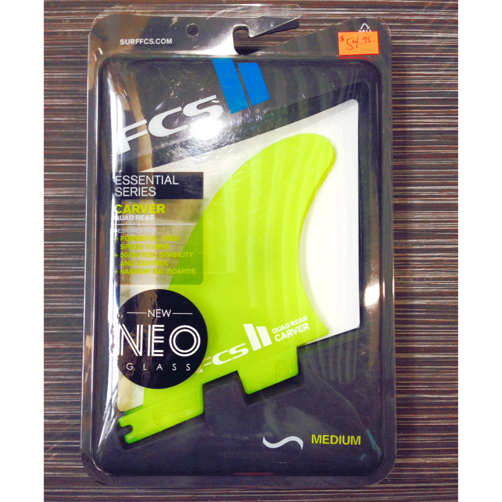 FCS II QUAD REAR Carver Neo Glass Set - Medium Surfboard Fins for Performance Surfing | Perfect for Small to Medium Waves & All-Around Surfing